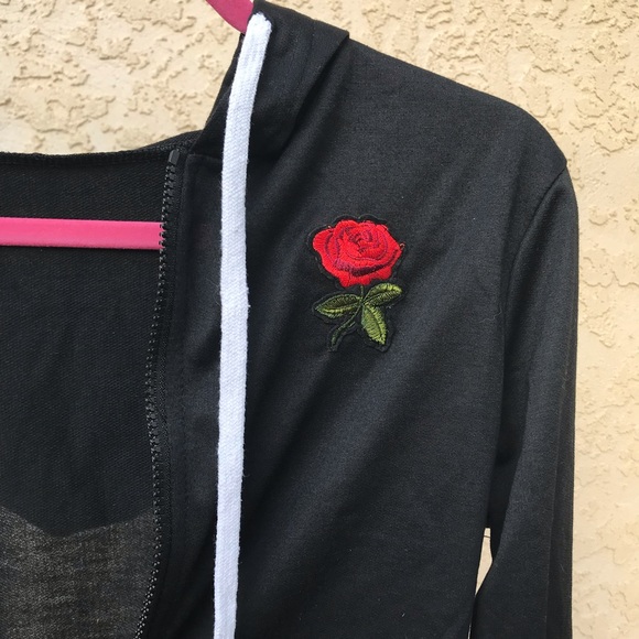 Black Jacket with Rose Patch - Picture 2 of 5